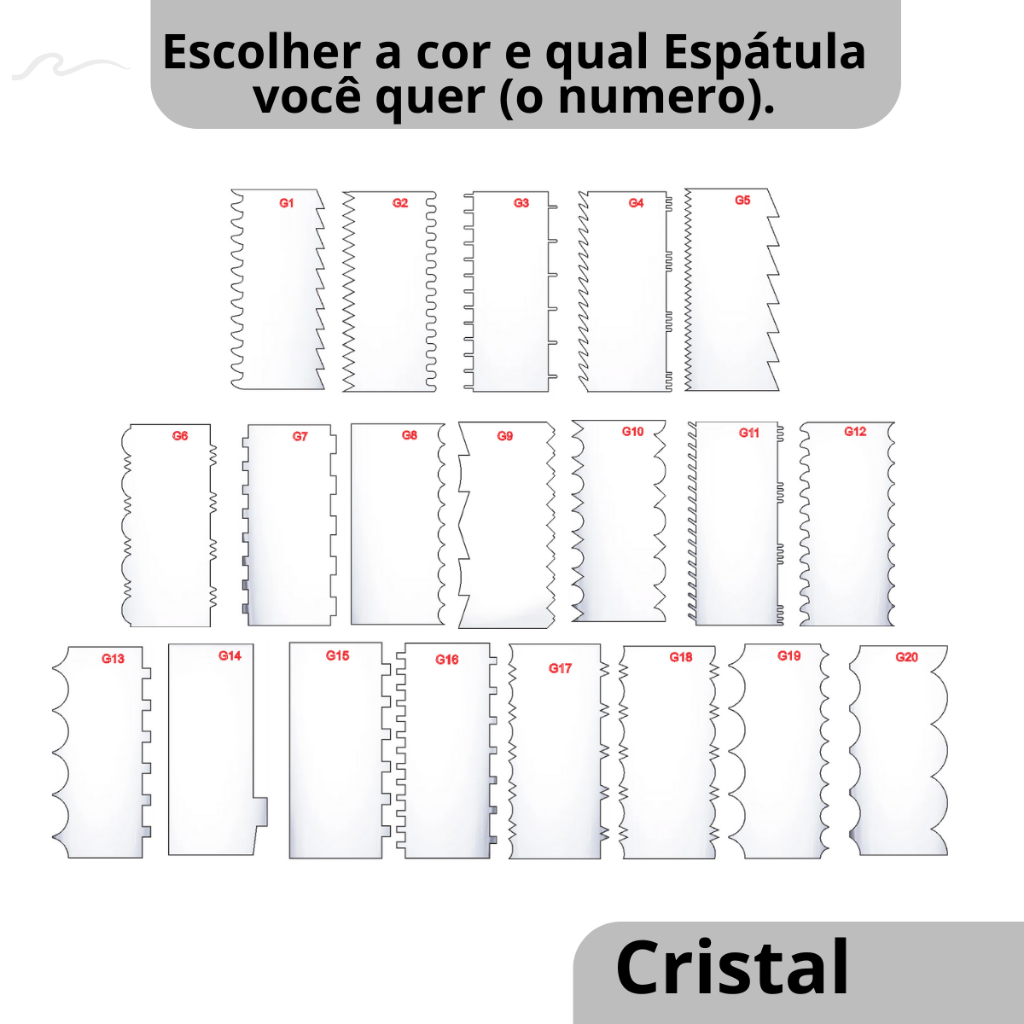 Espátulas 15Cm Confeiteiro Decorativa Bolo Em Acrílico(ESCOLHER DO 1 AO 20) - FUME OU CRISTAL