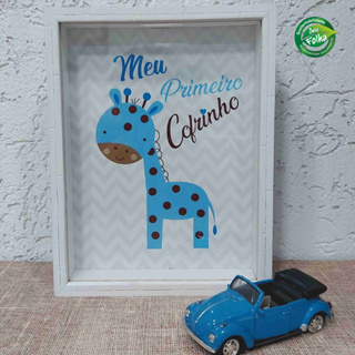 QUADRO COFRE INFANTIL GIRAFA AZUL