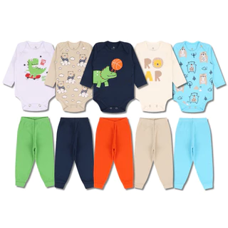 Kit 12 Peças de Roupas para Bebê 6 body+6 calças/mijão - Promoção - Kit com 6 body + 6 Mijão de Roupa Infantil Bebe Barato