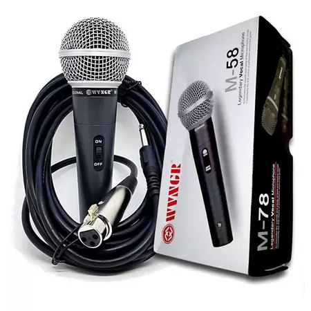 Microfone Profissional M58 cardióide com Cabo P10 5M