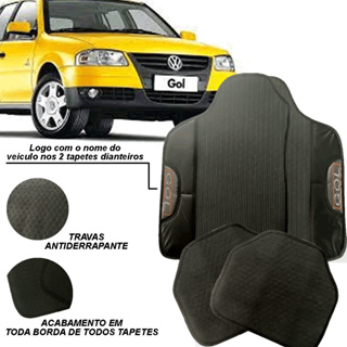 LINDO JOGO DE TAPETE EMBORRACHADO COM ACABAMENTO EM COURO SINTÉTICO ESPCÍFICO PRESONALIZADO COM O NOME DO CARRO VOLKSWAGEN VW GOL G4 2006 A 2009