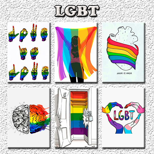 quadros Placas MDF decorar quarto sala presente - imagens LGBT