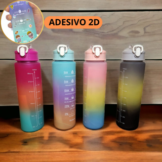 Garrafa De Água 900 ML Com Adesivo 2D Squeeze Motivacional Academia