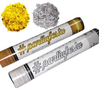 Lança Confete Eco Metalizado Dourado e Prata