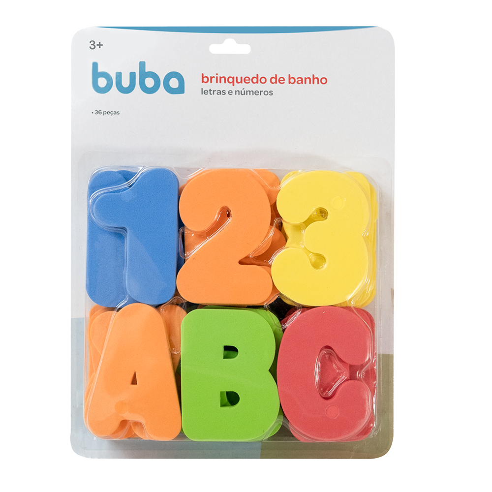 Brinquedo De Banho Letras E Números 36 Peças - Buba
