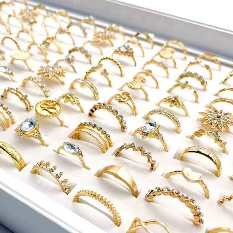 kit 10 anel feminino banhado a ouro 18k personalizados | Shopee Brasil