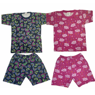 Pijama Infantil de Malha Camiseta e Shorts de Verão estampas Variadas