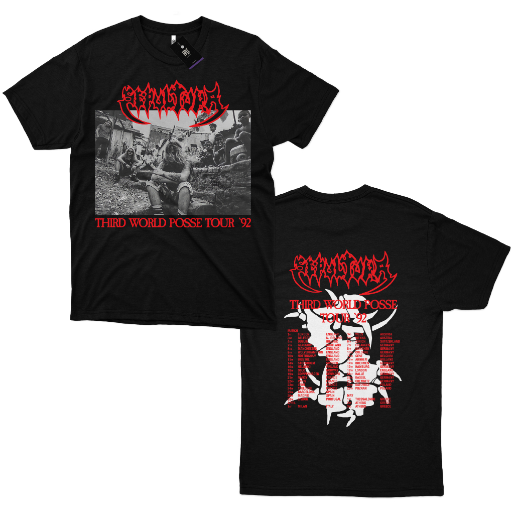 Camiseta Sepultura Third World Posse Tour 92 Red Vintage