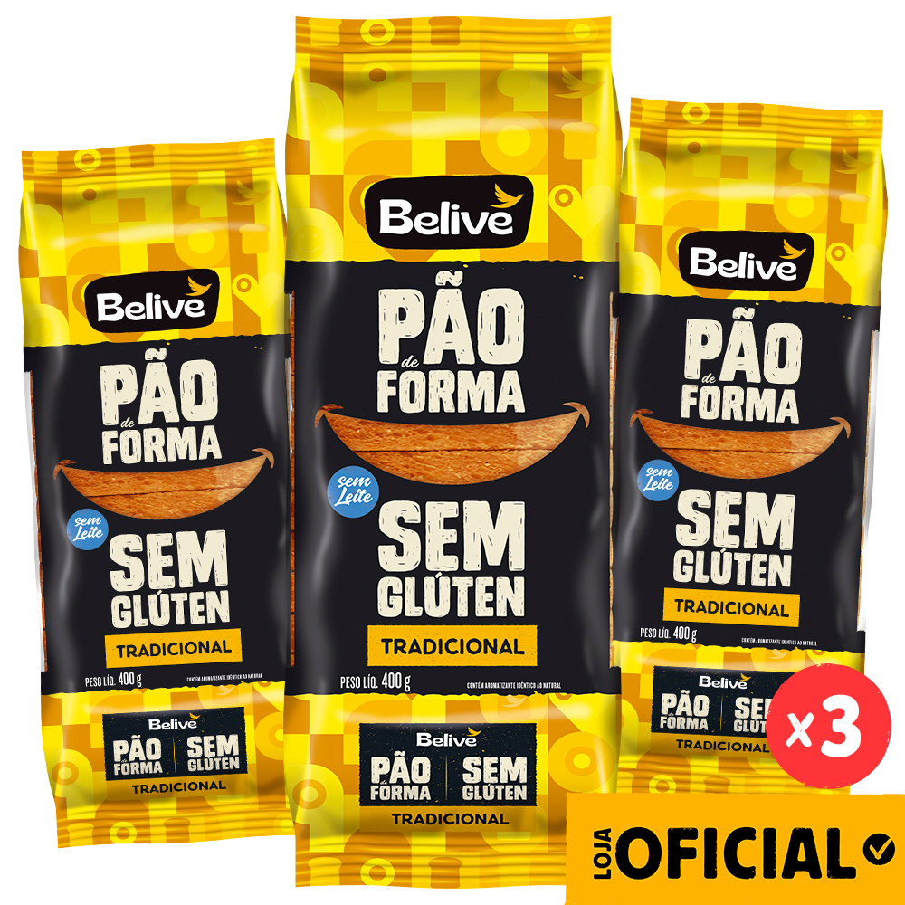 Kit 3 Pães Sem Glúten Sem Leite Tradicional Belive | Shopee Brasil
