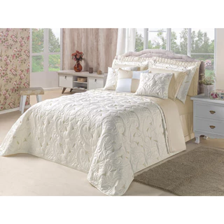 Kit Cobre Leito Bordado Melody Casal Queen 3 Peças 180 Fios Luxo Toque Macio