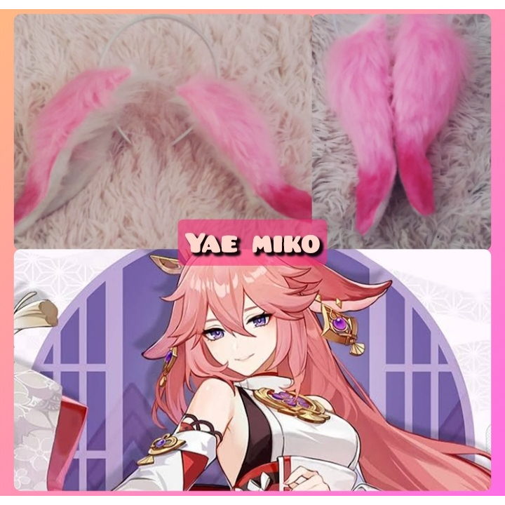 Orelhinhas Yae Miko em tiara (Genshin Impact) Shopee Brasil