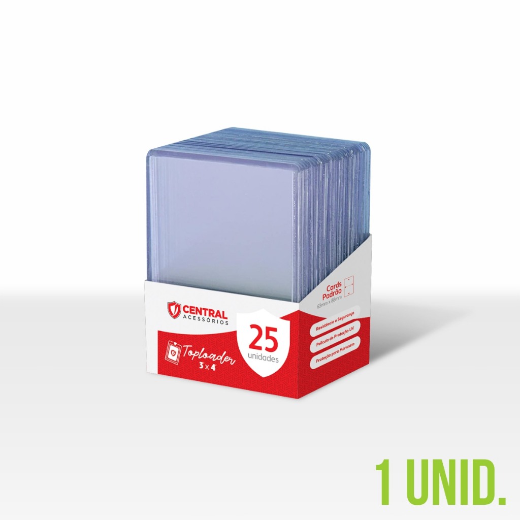 1 Unidade Central Toploader 3x4 Rígido Transparente 78 x 102mm Pokémon Magic K-Pop Cardgame