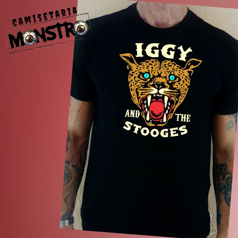 Camiseta IGGY AND THE STOGEES 𝗔𝗹𝗴𝗼𝗱𝗮̃𝗼 Preto/Cinza