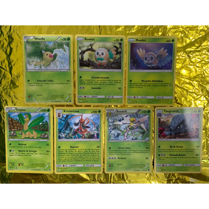 228 Cartas Pokémon dos tipos: Água, Fogo, Luta, Planta