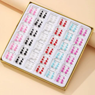 Kit 108 Pares (36 Cartela) Moda Conjunto De Brincos Femininos Pérola Bijuteria