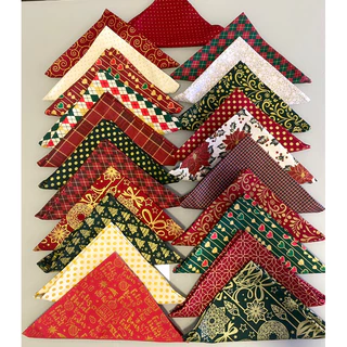 Guardanapo de Natal tricoline 100% algodão - Guardanapos estampados xadrez, bolinhas, Hohoho, Papai Noel, biscoito, em verde e vermelho com dourado