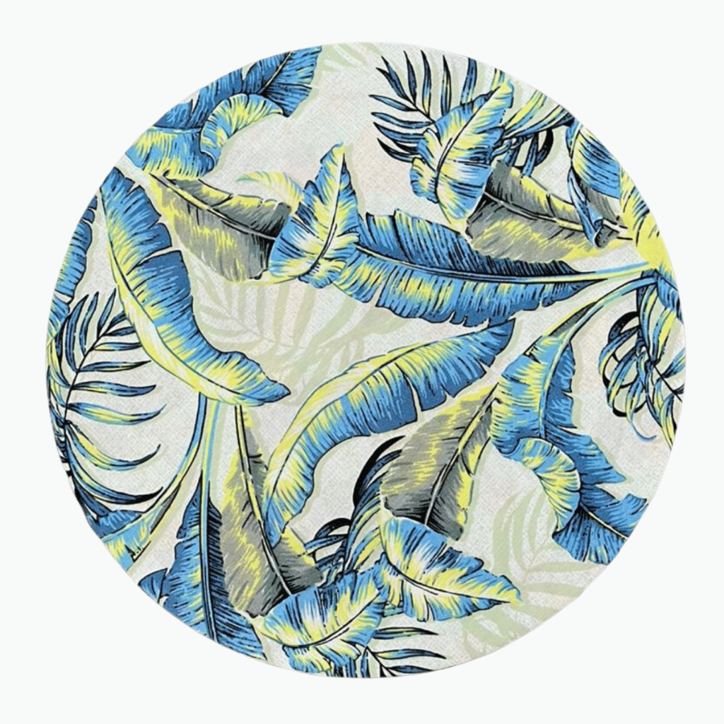 Capa Sousplat Supla Estampado Para MDF 35cm De Diâmetro Nas Estampas Abacaxi, Geométrico, Folha Azul e Caju Em Queima De Estoque