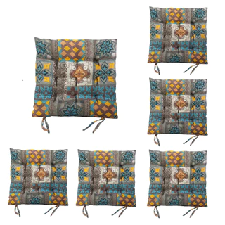 Kit 06 Peças - Almofada Assento Para Cadeira Futon Estampado Gorgurinho Com Amarril