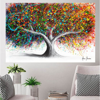 Quadro Decorativo 110x80cm Arvore Colorida Grande Sala Quarto
