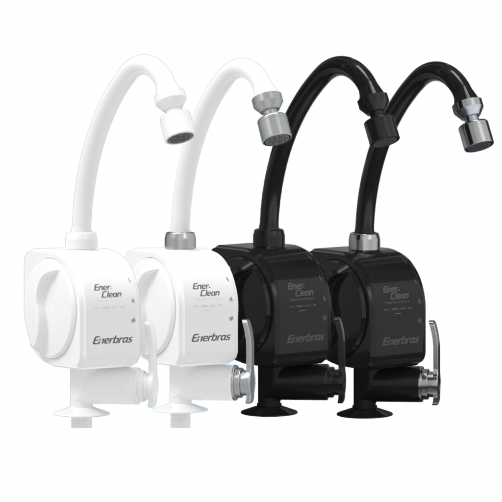 Torneira Elétrica 110v ou 220v Para Bancada Preta Branca Torneira de Mesa Enerbras EnerClean Torneira Branco Cromado Preto Cromado Torneira Para Pia