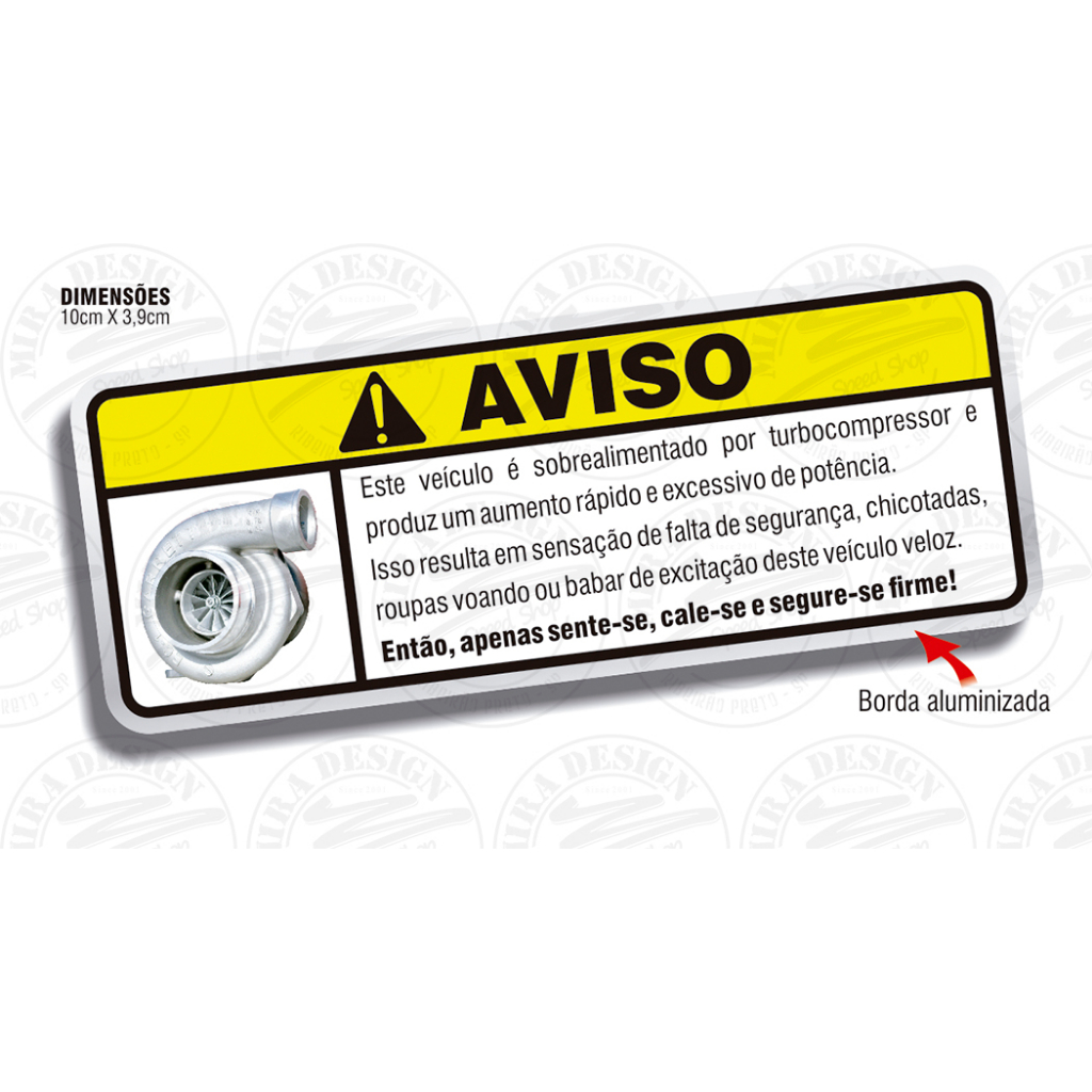 Adesivo AVISO VEÍCULO COM TURBO Compressor Supercharger | Shopee Brasil