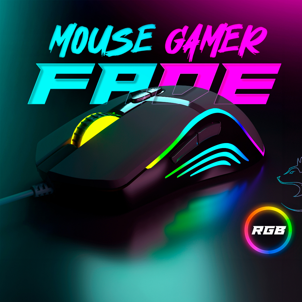 Mouse para jogos Havit RGB com fio programável ergonômico USB Mice