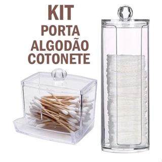Suporte Porta Cotonete em Acrílico com Tampa e Porta Algodão em Acrílico Utensilios Para Limpeza De Pele