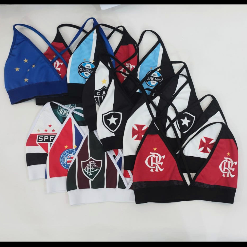 Top Feminino Fitness Decotado JOJO TIME Brasil Sem Bojo Poliéster Brasileirão Carioca Paulista