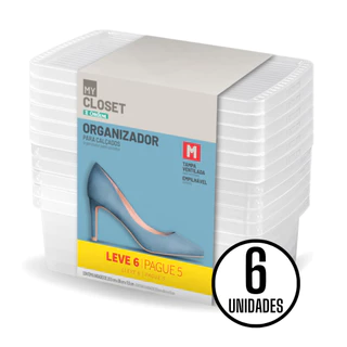 Kit 6 Unidades Caixas Organizadoras de Sapato Calçado 35/38