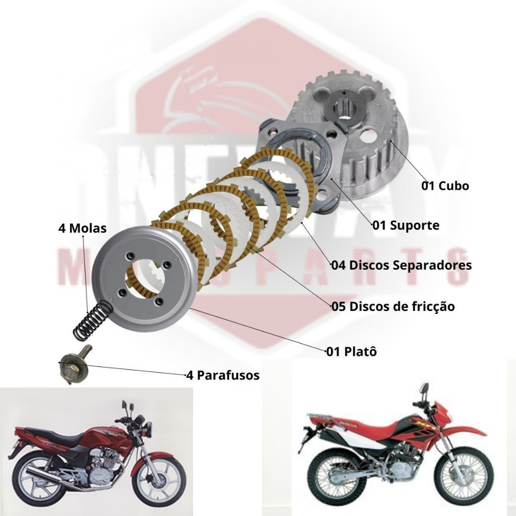 Kit Relação Transmissão Moto Honda Cbx200 Strada 1995 a 2003 Vaz