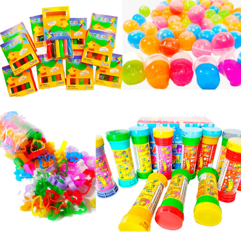 35 Geleca Slime + 35 Bolha de Sabao + 35 Massinha de Modelar + 35 Cortador