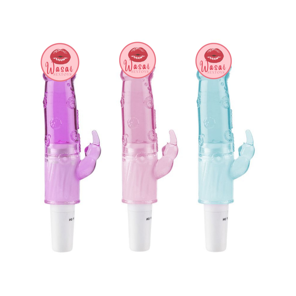 Vibrador Estimulador Do Ponto G Com Formato Glande Em Silicone Jelly E Estimulador Clitoriano Em Formato Rabbit Vibração Única Silicone + ABS