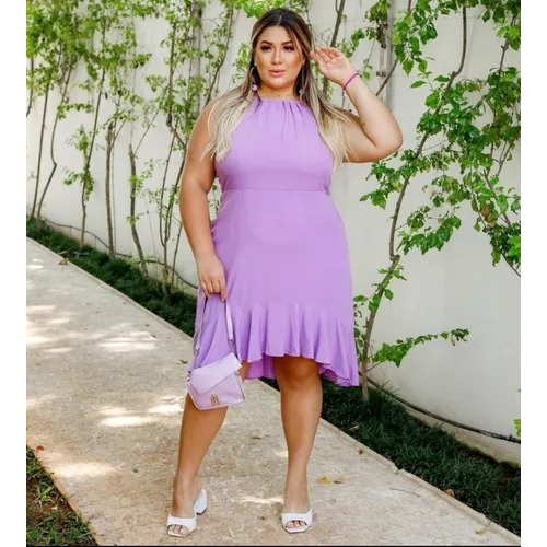 Vestido Plus Size Longo Abertura Frontal