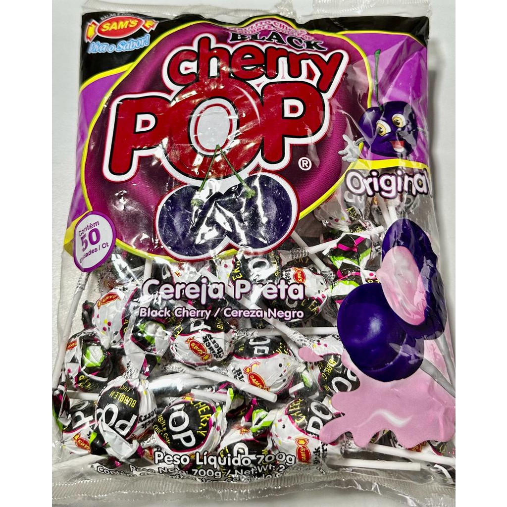 PIRULITO SAMS CHERRY POP 700G CEREJA PRETA PC 50UN | Shopee Brasil
