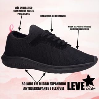 Tênis feminino calce fácil confortável leve para caminhada dia a dia
