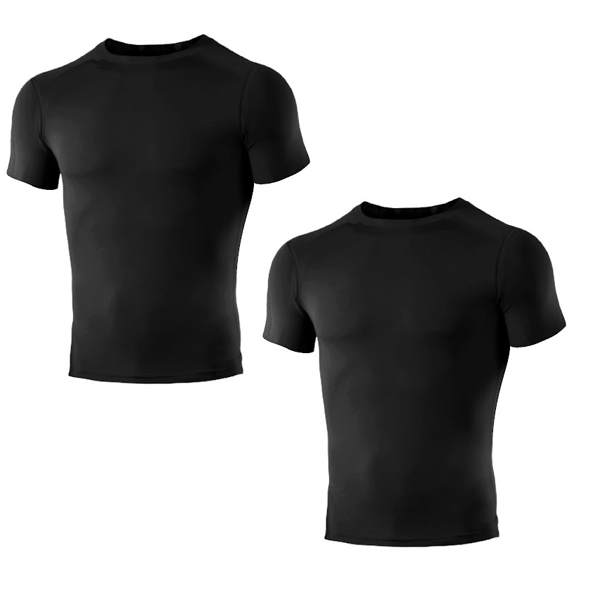 kit 2 Camisetas Termicas Compressao Manga Curta Pretas ou Brancas Academia Fitness Liso