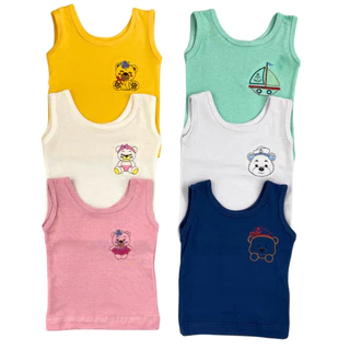 Kit 3 Camisetas Regatas Bordadas Para Bebês em Malha 100% Algodão
