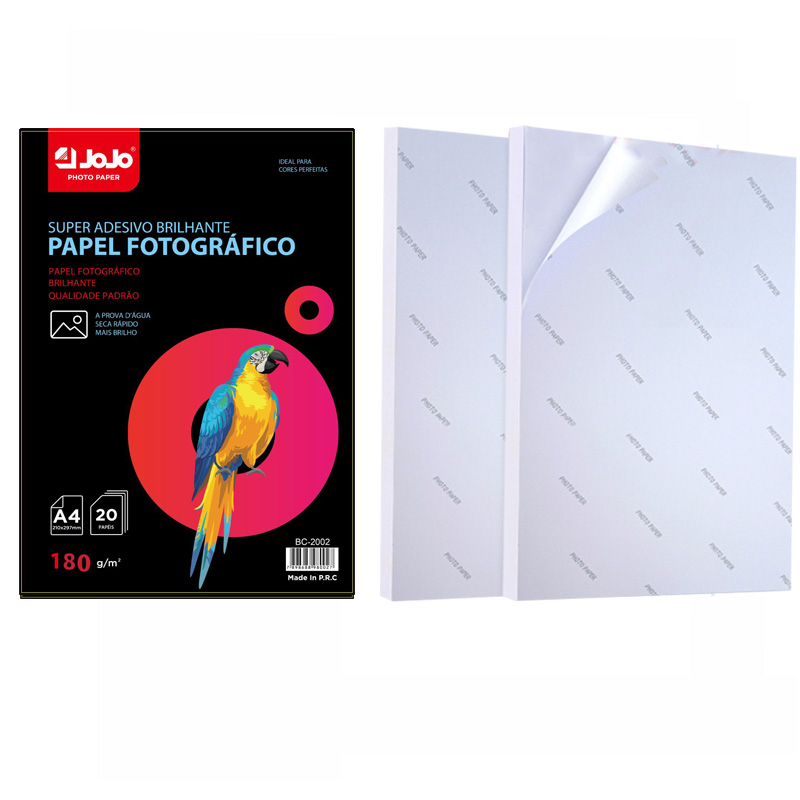 20 folhas Papel Fotográfico 180g Glossy Adesivo Brilhante A4 Premium ...