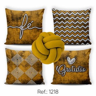 Kit: 04 almofadas CHEIAS de Almofada Decorativas - 45x45 - Lado Rosa C REFIL + Nó