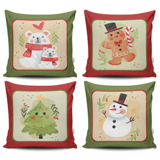 Kit 4 Capas de Almofadas Decorativas natal 45 X 45
