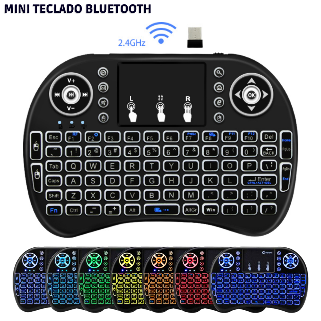 Mini Teclado Controle Sem Fio Para Smart Tv Tv Box Pc Com Touchpad Iluminado Shopee Brasil