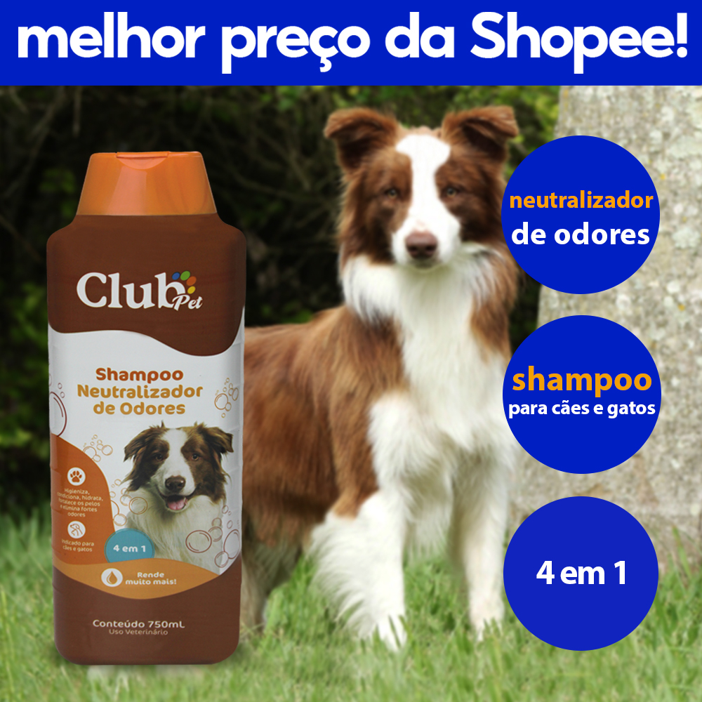 Shampoo para Cachorros e Gatos Neutralizador de Odores Club Pet 750ml