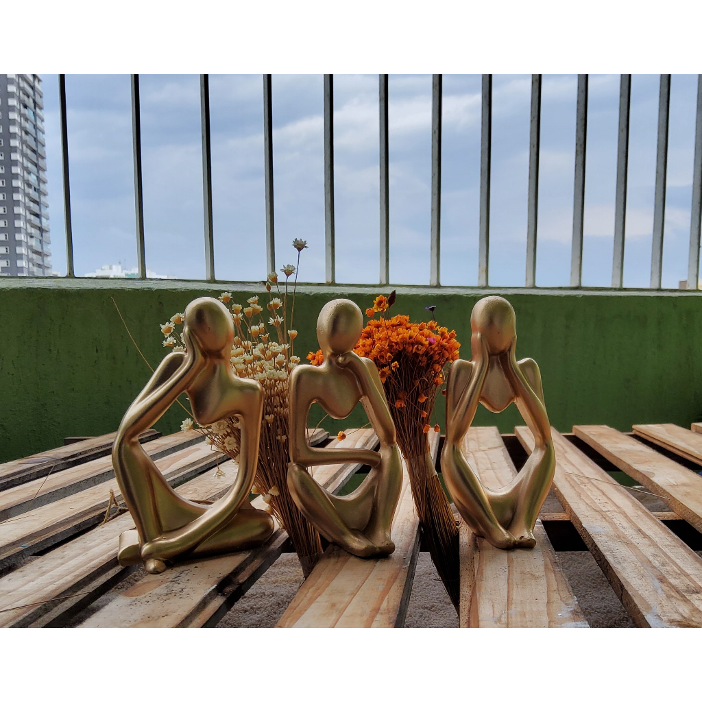 Imagem do produto Trio de Estatuetas de Gesso para Decoração de Casa Escritório 1