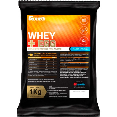 Whey e Egg Protein – 1000g – Growth Supplements (Sabor Natural)