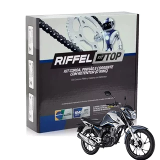 Kit Tracao Transmissão Relação Honda Cg Titan Fan 160 2014 à 2024 Com Retentor Original Riffel