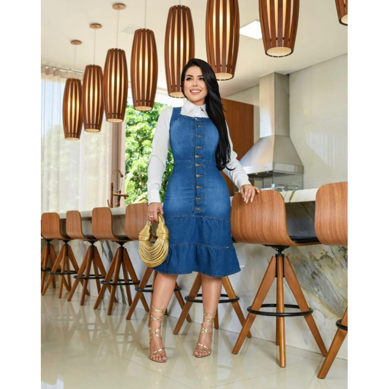 Vestido jeans com store alça