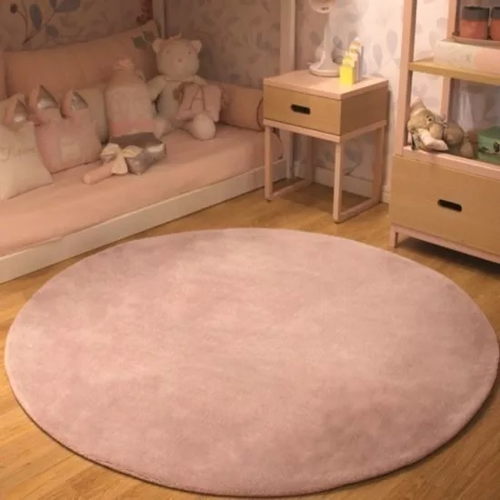 Tapete Vip Maravilhoso Sala Redondo Jolitex Pelo Fácil Limpar-Rosa