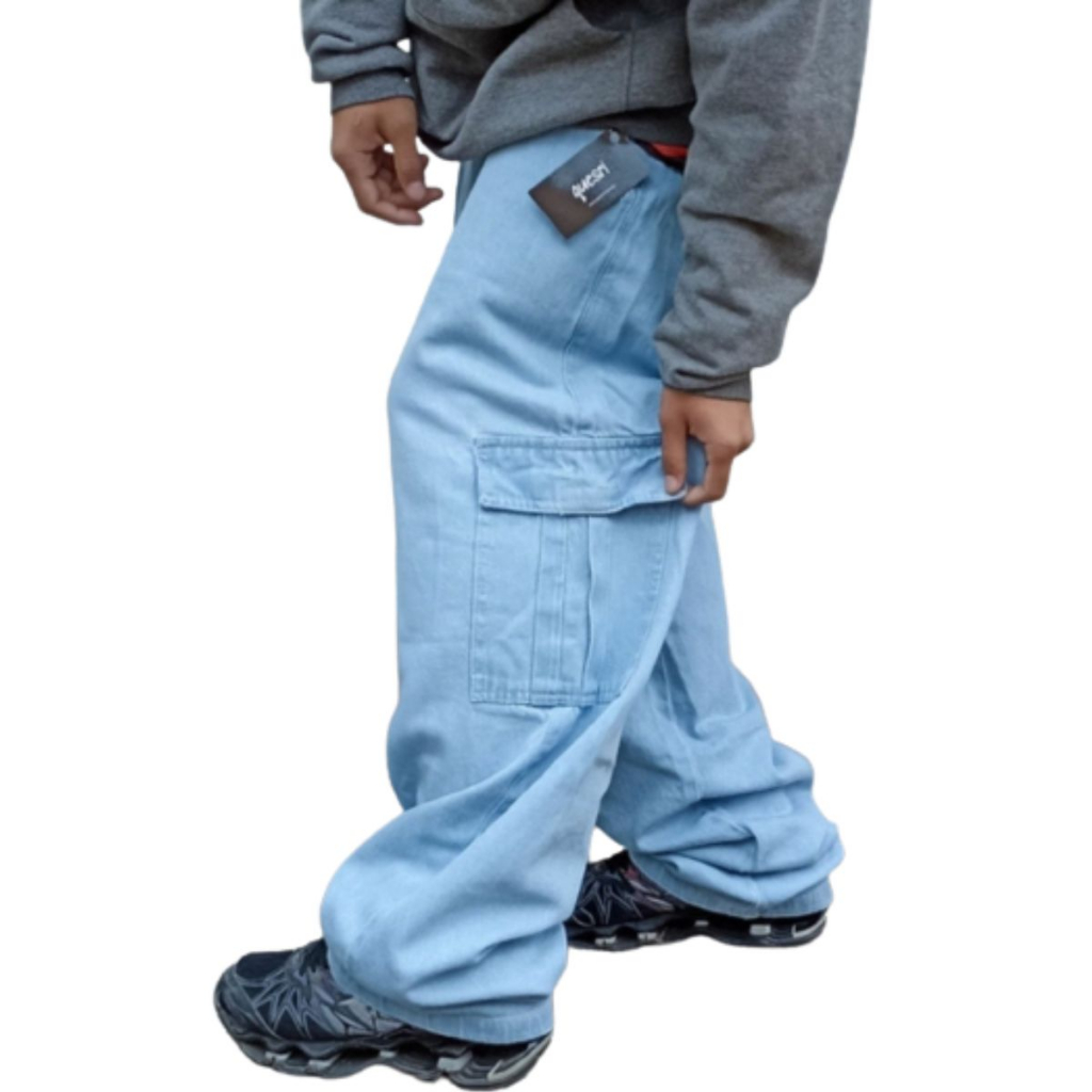 Calça Cargo Skate Jeans Streetwear Bolso Lateral Shopee Brasil