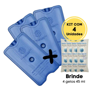 Kit Gelo Artificial Reutilizável Rígido de 400ml GeloTech c/ 4 unidades + 4 Gelos flexíveis de 45ml