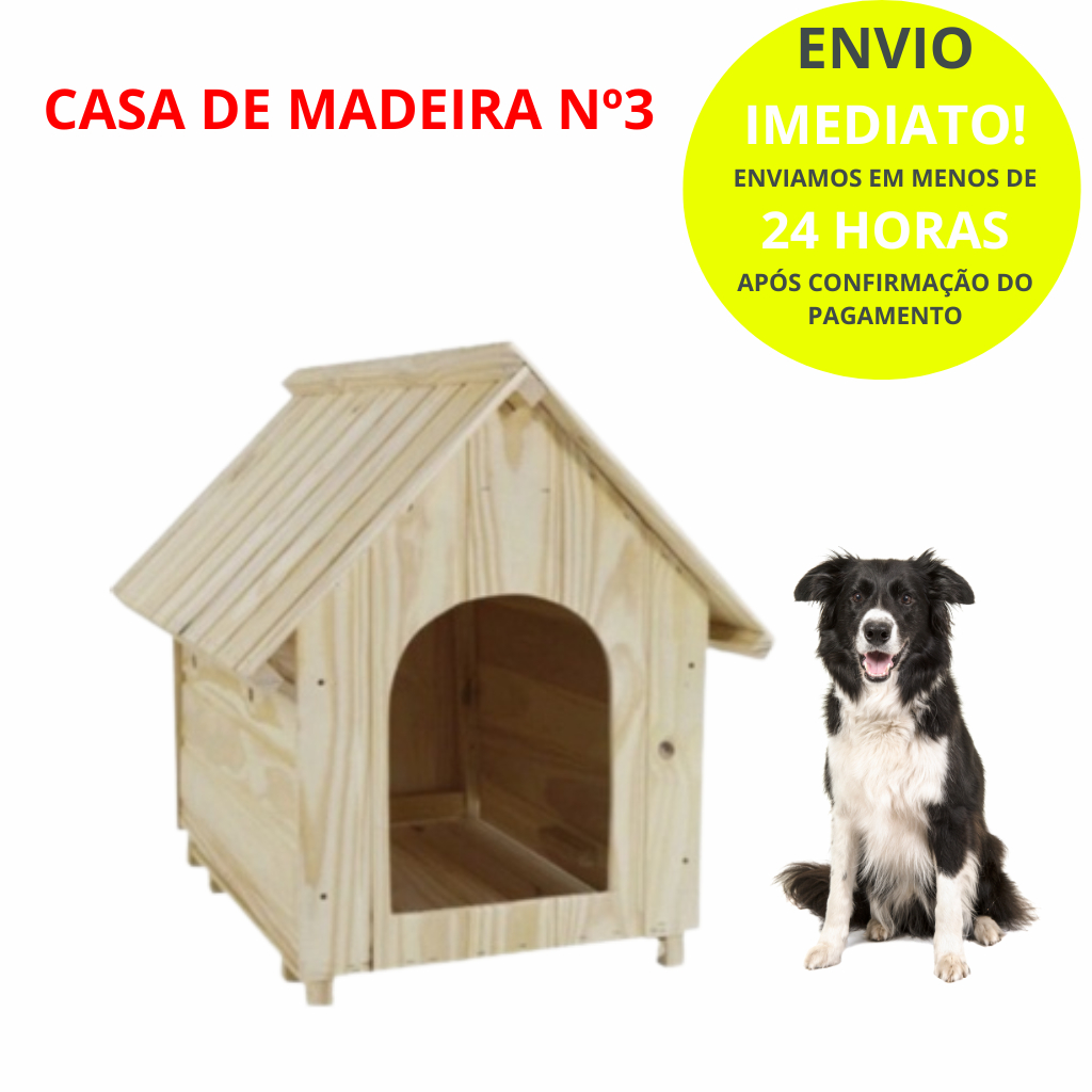 Casa Casinha de Madeira N3 Para Cachorro Caes feita de Madeira Pinus